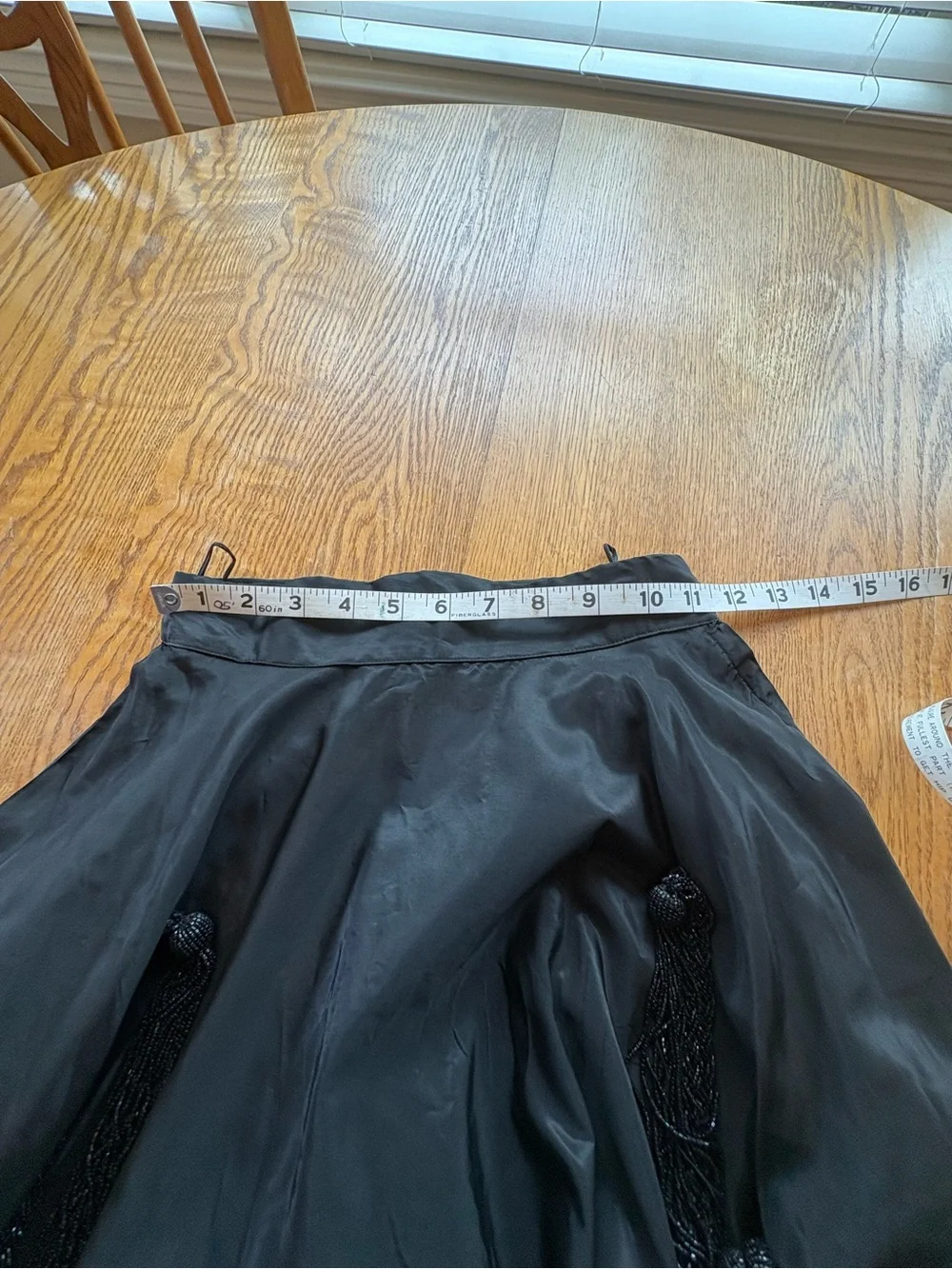 Vintage Black Taffeta Long Beaded Maxi Skirt Size S Custom